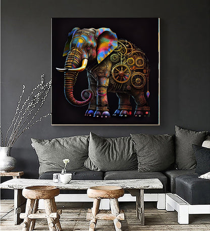 Mechanical Elephant / Stretched Printed Canvas / Unique Wall Art Print