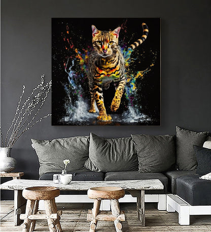 Bengal Cat / Stretched Printed Canvas / Unique Wall Art Print