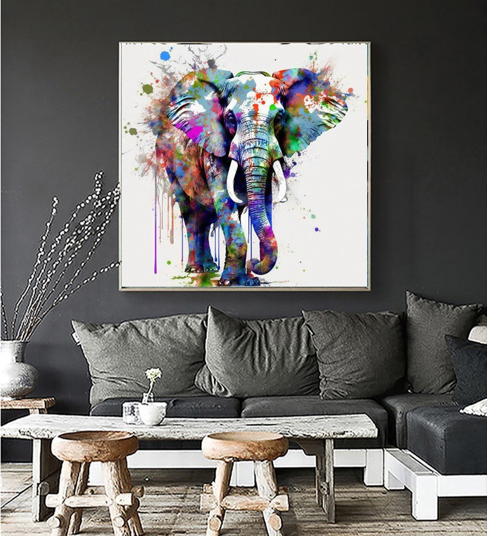 Colorful Abstract Elephant - Stretched Printed Canvas - Modern Wall Art Print {{ shop_name }}Prints Abstract Elephant animal painting animal pictures canvas print canvas wall art colorful wall art Elephant Art elephant painting elephant pop art giclée prints graffiti art print graffiti canvas graffiti canvas art graffiti elephant art graffiti elephant print large canvas print modern art print print on canvas ready to hang canvas stretched canvas art wall art prints