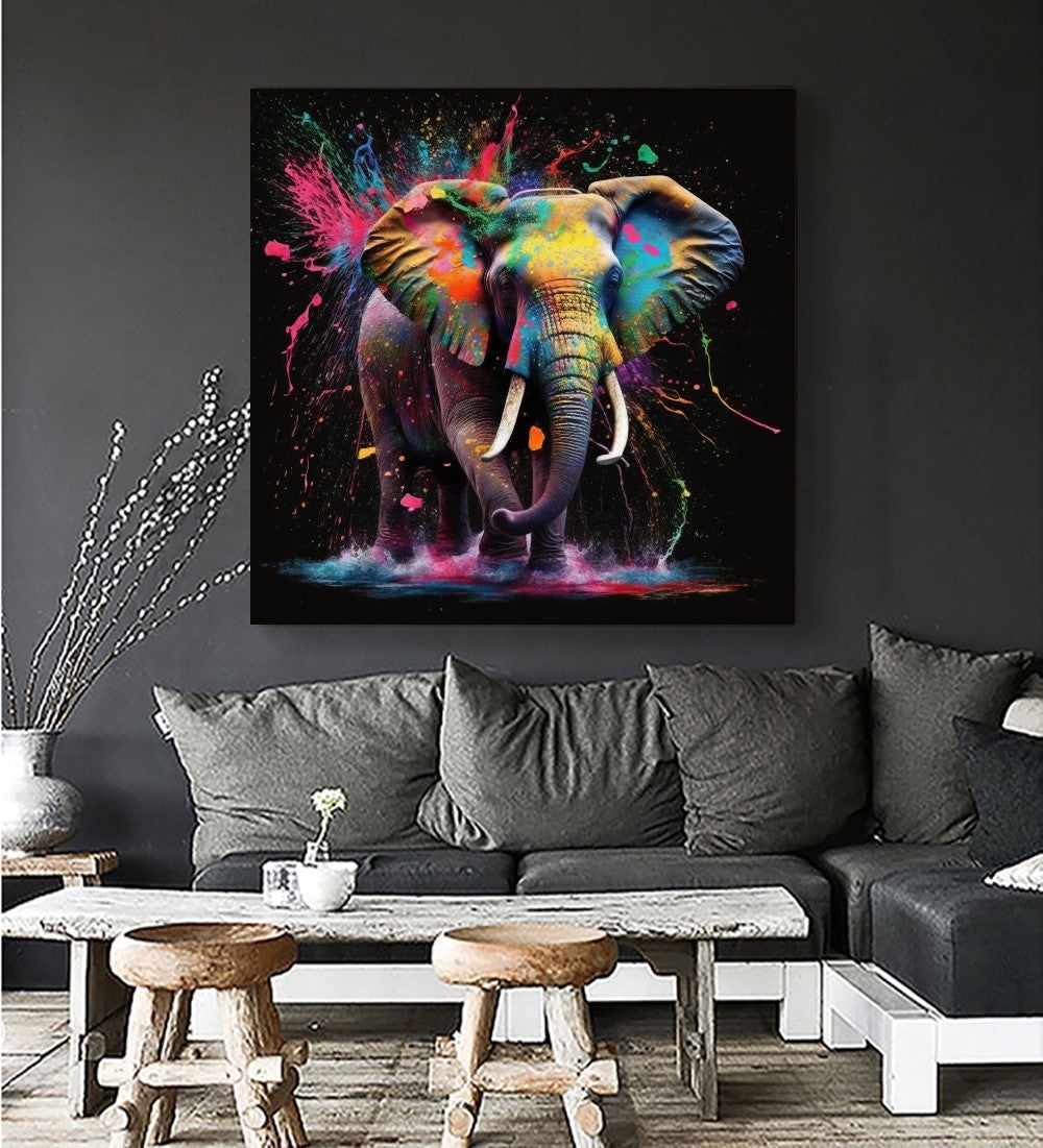 Colorful Elephant - Stretched Printed Canvas - Unique Wall Art Print {{ shop_name }}Prints Abstract Elephant animal painting animal pictures canvas print canvas wall art colorful wall art Elephant Art elephant painting elephant pop art giclée prints graffiti art print graffiti canvas graffiti canvas art graffiti elephant art graffiti elephant print large canvas print modern art print pop art print print on canvas ready to hang canvas street art on canvas stretched canvas art wall art prints