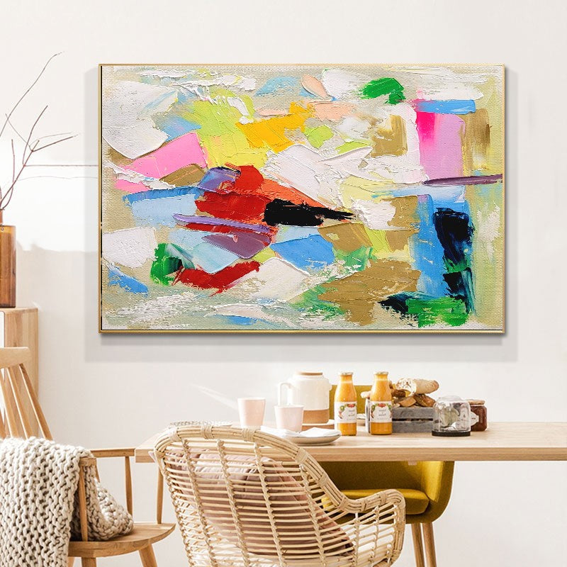 LARGE Abstract Impasto Oil Painting on Canvas, Vibrant Modern Wall Art for Living room