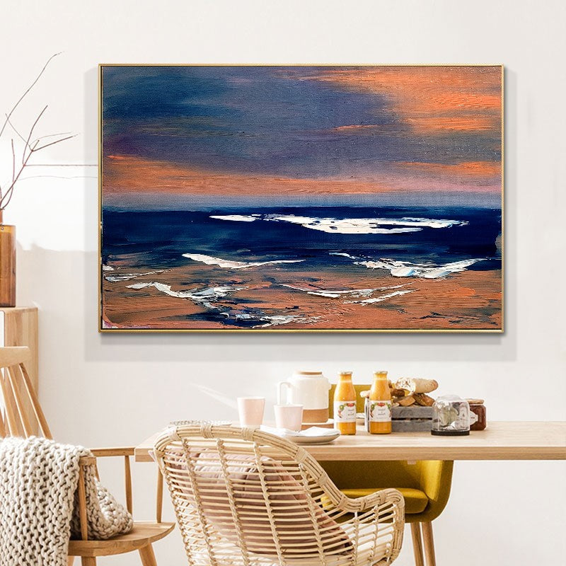 LARGE Abstract Seascape Impasto Oil Painting on Canvas, Modern Wall Art for Living room