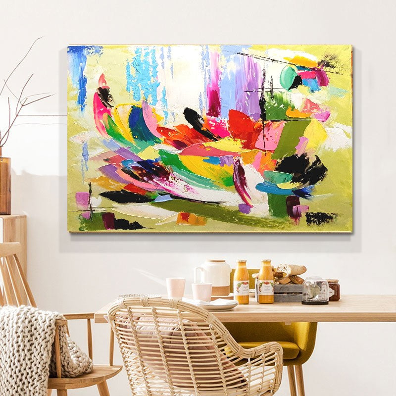 Vibrant Abstract Impasto Oil Painting on Canvas - Modern Textured Artwork - Original Handmade for Living room