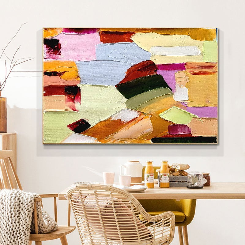 Large Modern Abstract Impasto Oil Painting on Canvas, Colorful Textured Wall Art for living room