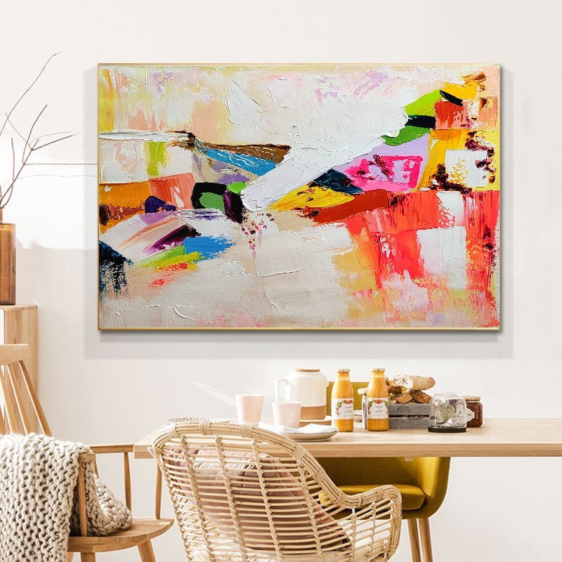 LARGE Modern Abstract Art, Colorful Impasto Oil Painting on Canvas, Vibrant Contemporary rt for Living room