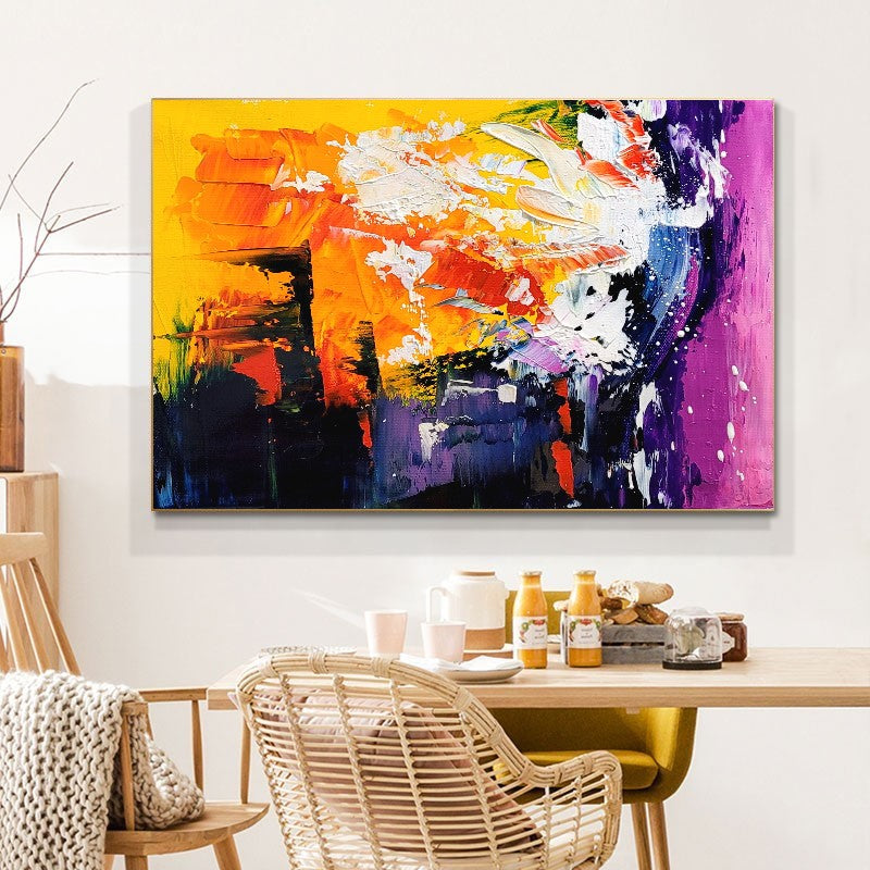 Radiant Explosion - Large Modern Abstract Impasto Acrylic Painting on Canvas, Colorful Textured Wall Art