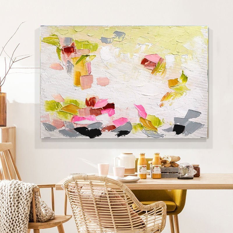 Modern Abstract Impasto Oil Painting on Canvas, Floral Art, Unique Handmade Art for Living room