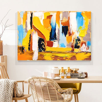 Modern Abstract Art, Vibrant Impasto Oil Painting on Canvas, Yellow Art, Handmade Art qork for Living room