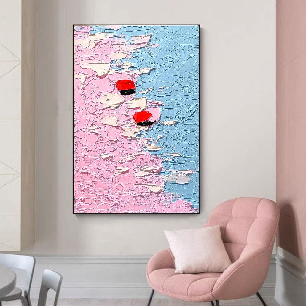 Pastel Breeze - Abstract Floral Impasto Painting on C anvas, Modern Wall Art Decor for Home, Office