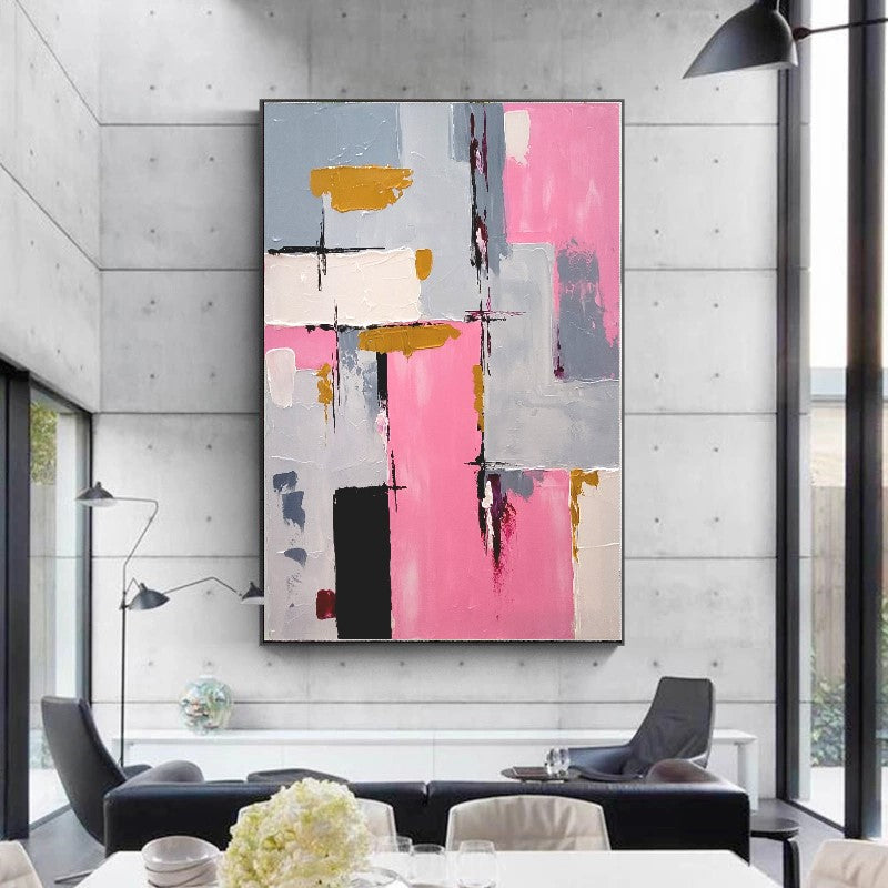 Modern Abstract Impasto Oil Painting on Canvas, Colorful Textured Wall Art for living room