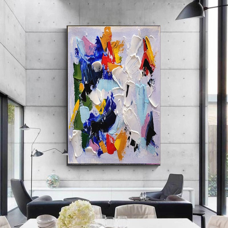 Kaleidoscope of Colors - Large Modern Abstract Impasto Acrylic Painting on Canvas, Vivid Color Textured Wall Art