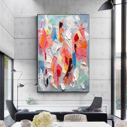 Colorful Chaos - Modern Abstract Impasto Acrylic Painting on Canvas, Vibrant Color Textured Wall Art