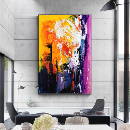 Radiant Explosion - Large Modern Abstract Impasto Acrylic Painting on Canvas, Colorful Textured Wall Art