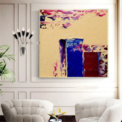 LARGE Impasto Oil Painting on Canvas, Geometric Minimalist Art, Vivid Color Contemporary Art Decor