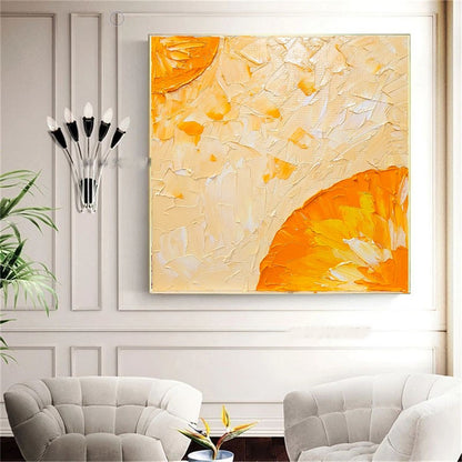 LARGE Abstract Impasto Oil Painting on Canvas, Orange Painting, Minimalist Art, Contemporary Wall Decor