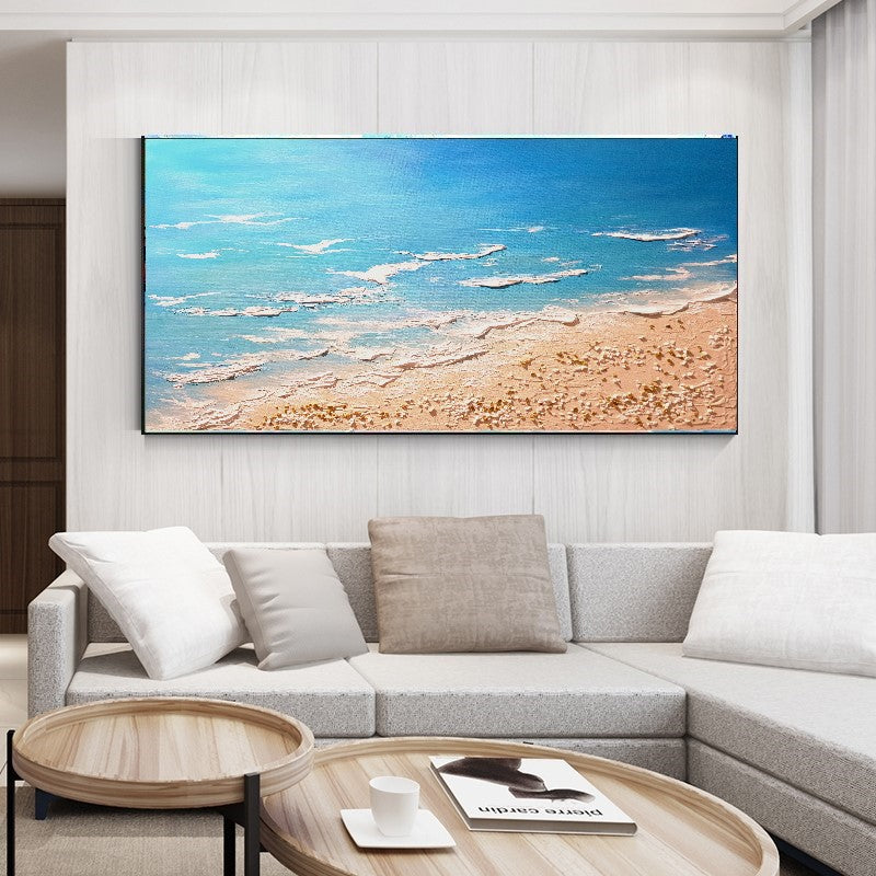 LARGE Modern Textured Wall Art, Seashore Art, Acrylic Painting on Canvas for Bedroom, Living room