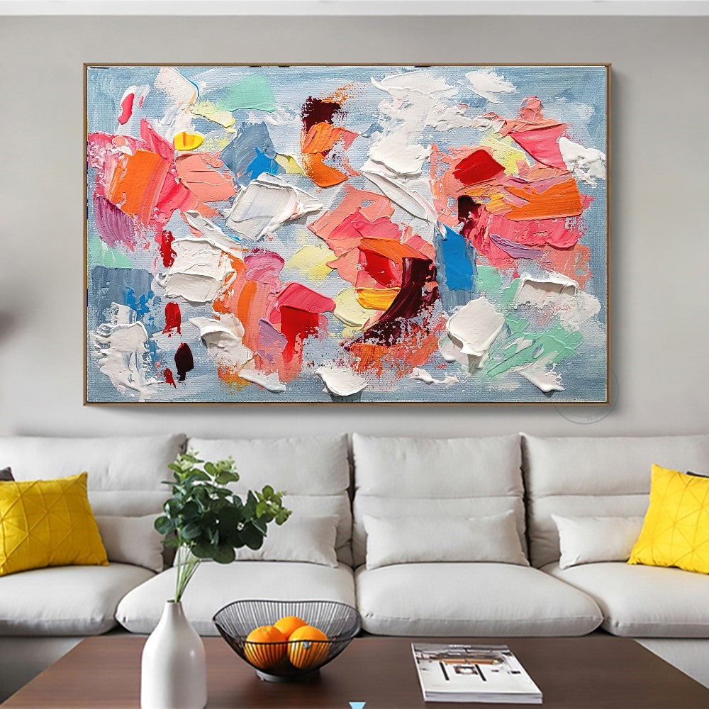 Colorful Chaos - Modern Abstract Impasto Acrylic Painting on Canvas, Vibrant Color Textured Wall Art