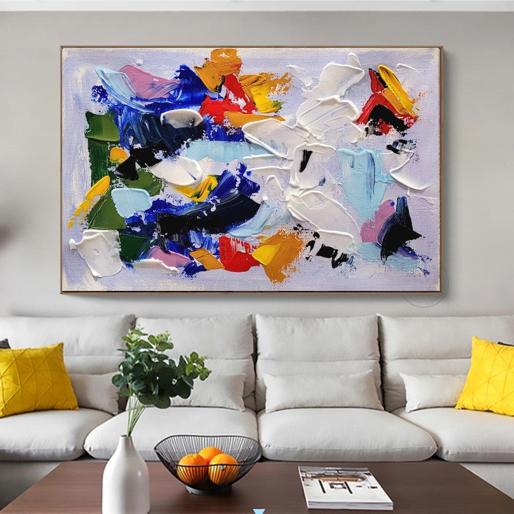 Kaleidoscope of Colors - Large Modern Abstract Impasto Acrylic Painting on Canvas, Vivid Color Textured Wall Art