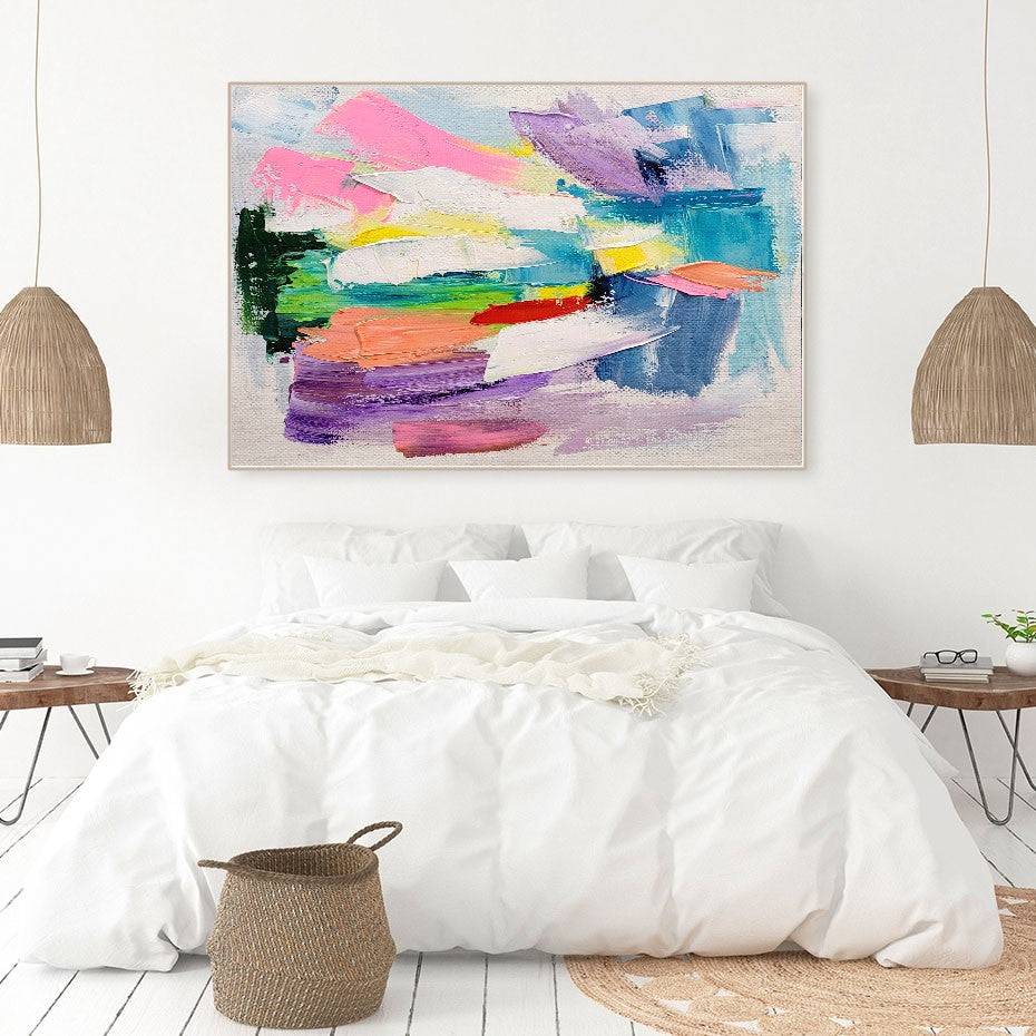 LARGE Pastel Colors Art, Abstract Impasto Oil Painting on Canvas, Modern Wall Art for Living room