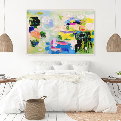 LARGE Modern Abstract Wall Art, Green Impasto Oil Painting on Canvas for Living room