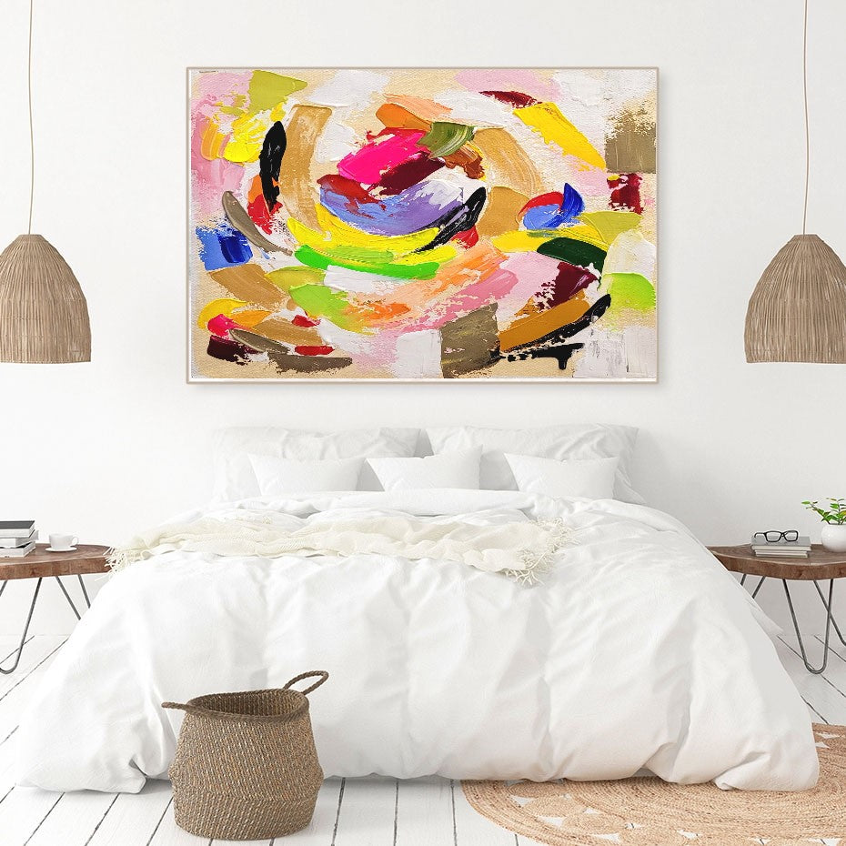 LARGE Modern Colorful Abstract Art, Impasto Oil Painting on Canvas, Handmade Art, Original Artwork