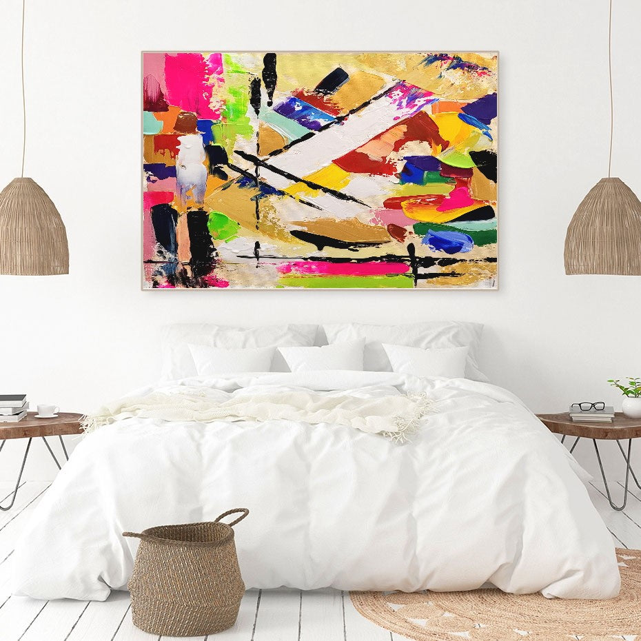 Large Abstract Paintings for living room, Impasto Oil Painting on Canvas, Colorful Modern Wall Art, Unique Painting