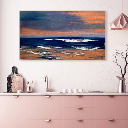 LARGE Abstract Seascape Impasto Oil Painting on Canvas, Modern Wall Art for Living room