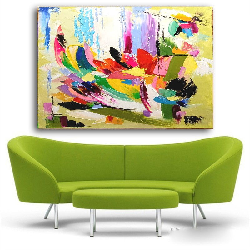 Vibrant Abstract Impasto Oil Painting on Canvas - Modern Textured Artwork - Original Handmade for Living room