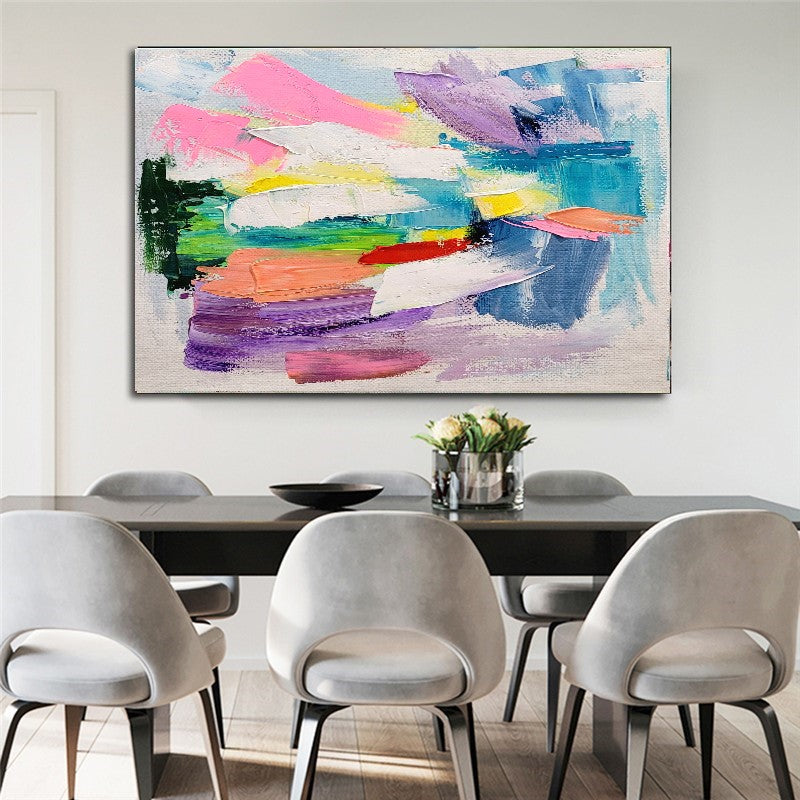 LARGE Pastel Colors Art, Abstract Impasto Oil Painting on Canvas, Modern Wall Art for Living room