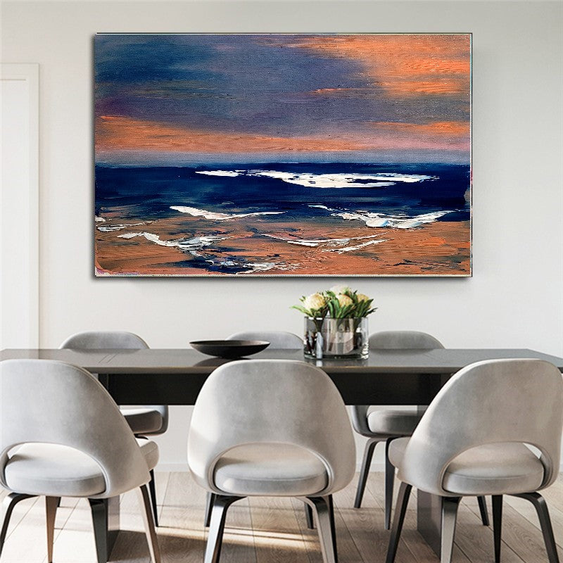 LARGE Abstract Seascape Impasto Oil Painting on Canvas, Modern Wall Art for Living room