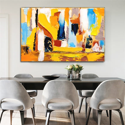 Modern Abstract Art, Vibrant Impasto Oil Painting on Canvas, Yellow Art, Handmade Art qork for Living room