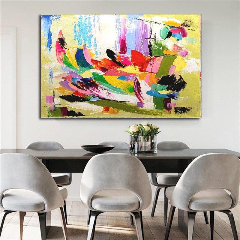 Vibrant Abstract Impasto Oil Painting on Canvas - Modern Textured Artwork - Original Handmade for Living room