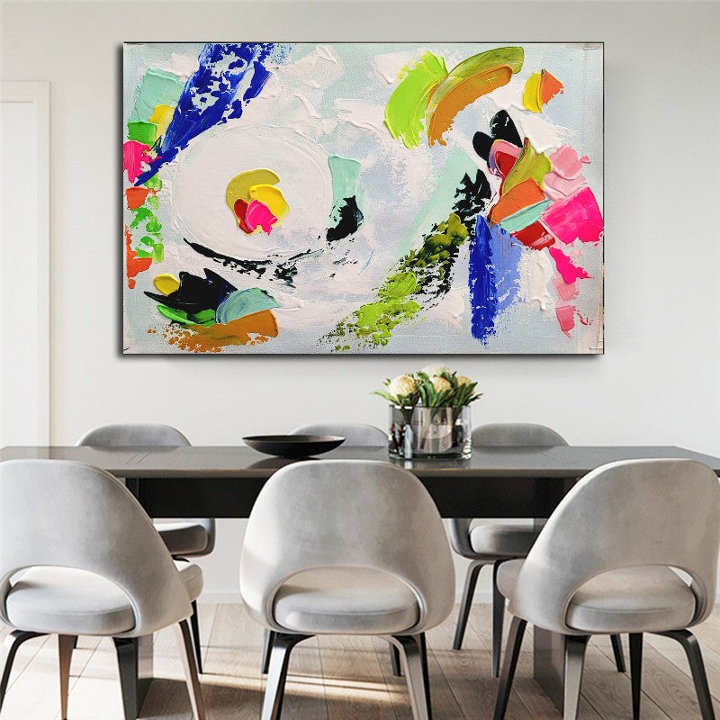 Large Abstract Paintings for living room, Impasto Oil Painting on Canvas, Colorful Modern Wall Art, Unique Painting