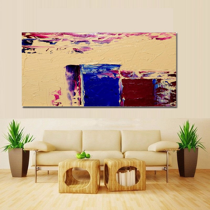 LARGE Impasto Oil Painting on Canvas, Geometric Minimalist Art, Vivid Color Contemporary Art Decor