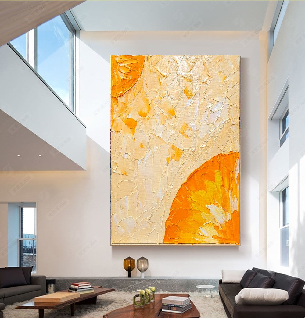 LARGE Abstract Impasto Oil Painting on Canvas, Orange Painting, Minimalist Art, Contemporary Wall Decor