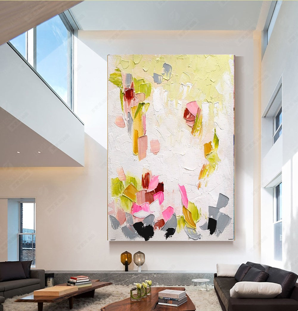 Modern Abstract Impasto Oil Painting on Canvas, Floral Art, Unique Handmade Art for Living room