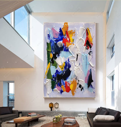 Kaleidoscope of Colors - Large Modern Abstract Impasto Acrylic Painting on Canvas, Vivid Color Textured Wall Art