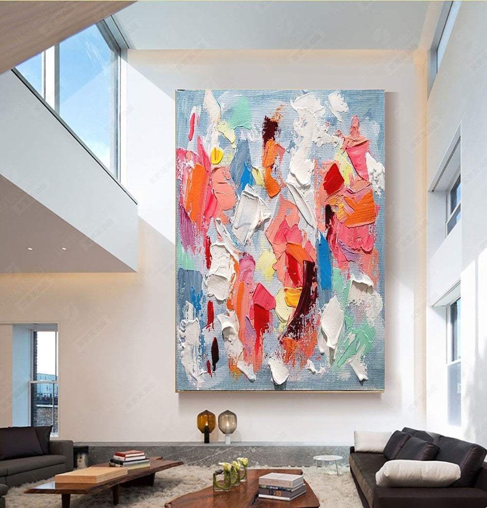 Colorful Chaos - Modern Abstract Impasto Acrylic Painting on Canvas, Vibrant Color Textured Wall Art