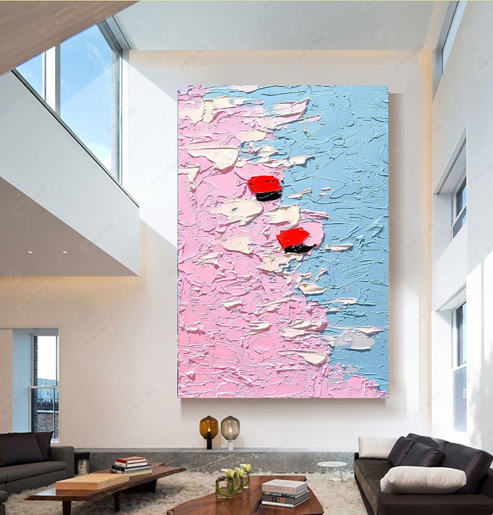 Pastel Breeze - Abstract Floral Impasto Painting on C anvas, Modern Wall Art Decor for Home, Office