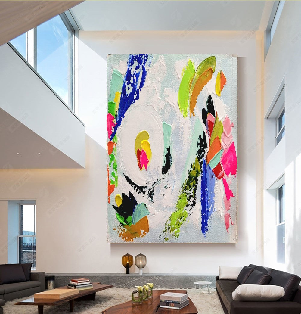 Large Abstract Paintings for living room, Impasto Oil Painting on Canvas, Colorful Modern Wall Art, Unique Painting