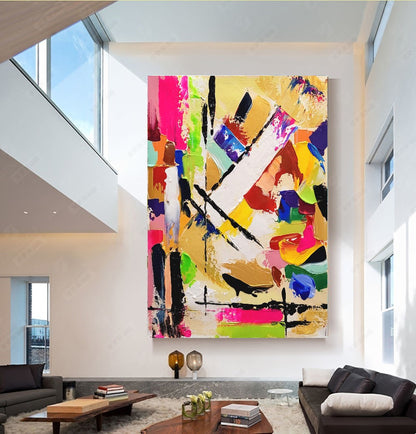 Large Abstract Paintings for living room, Impasto Oil Painting on Canvas, Colorful Modern Wall Art, Unique Painting