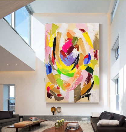 LARGE Modern Colorful Abstract Art, Impasto Oil Painting on Canvas, Handmade Art, Original Artwork