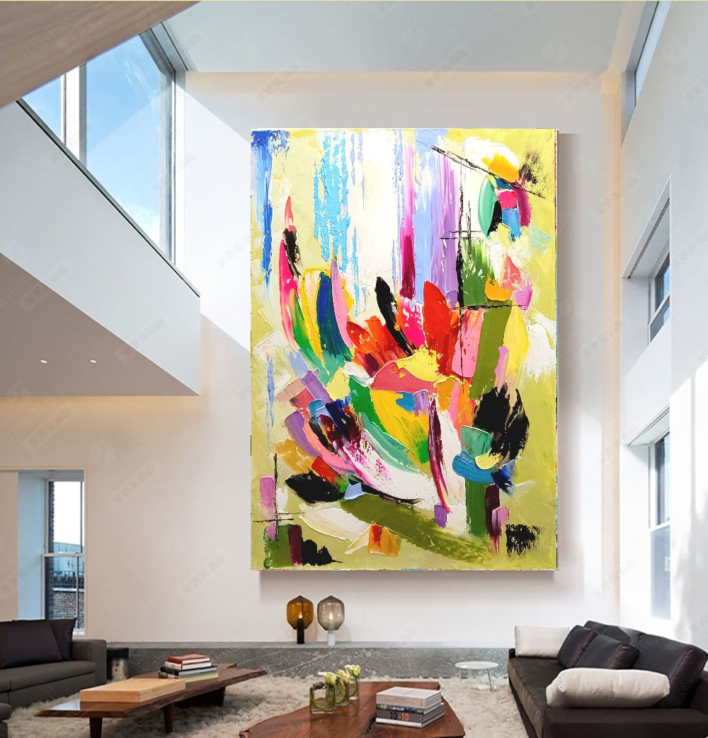 Vibrant Abstract Impasto Oil Painting on Canvas - Modern Textured Artwork - Original Handmade for Living room