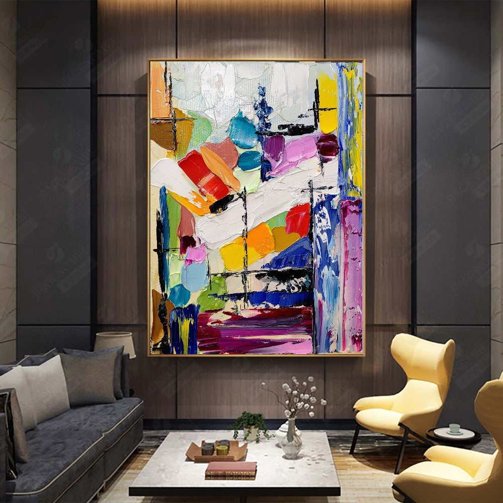 Large Abstract Paintings for living room, Impasto Oil Painting on Canvas, Colorful Modern Wall Art, Unique Painting