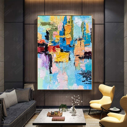 Large Abstract Paintings for living room, Impasto Oil Painting on Canvas, Colorful Modern Wall Art, Unique Painting