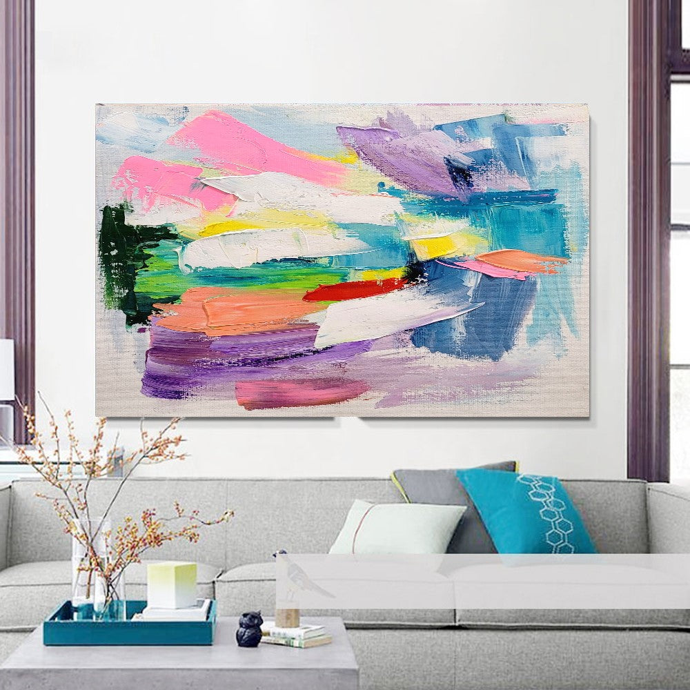 LARGE Pastel Colors Art, Abstract Impasto Oil Painting on Canvas, Modern Wall Art for Living room