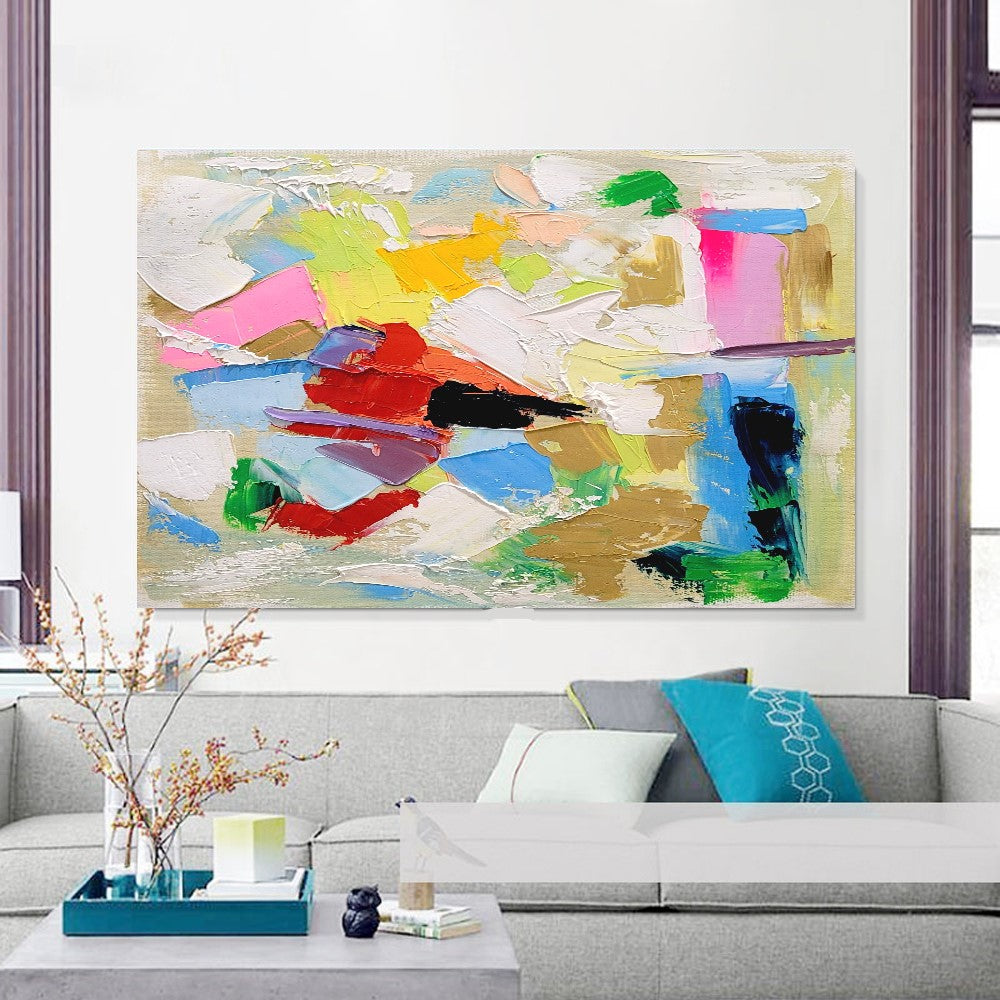 LARGE Abstract Impasto Oil Painting on Canvas, Vibrant Modern Wall Art for Living room