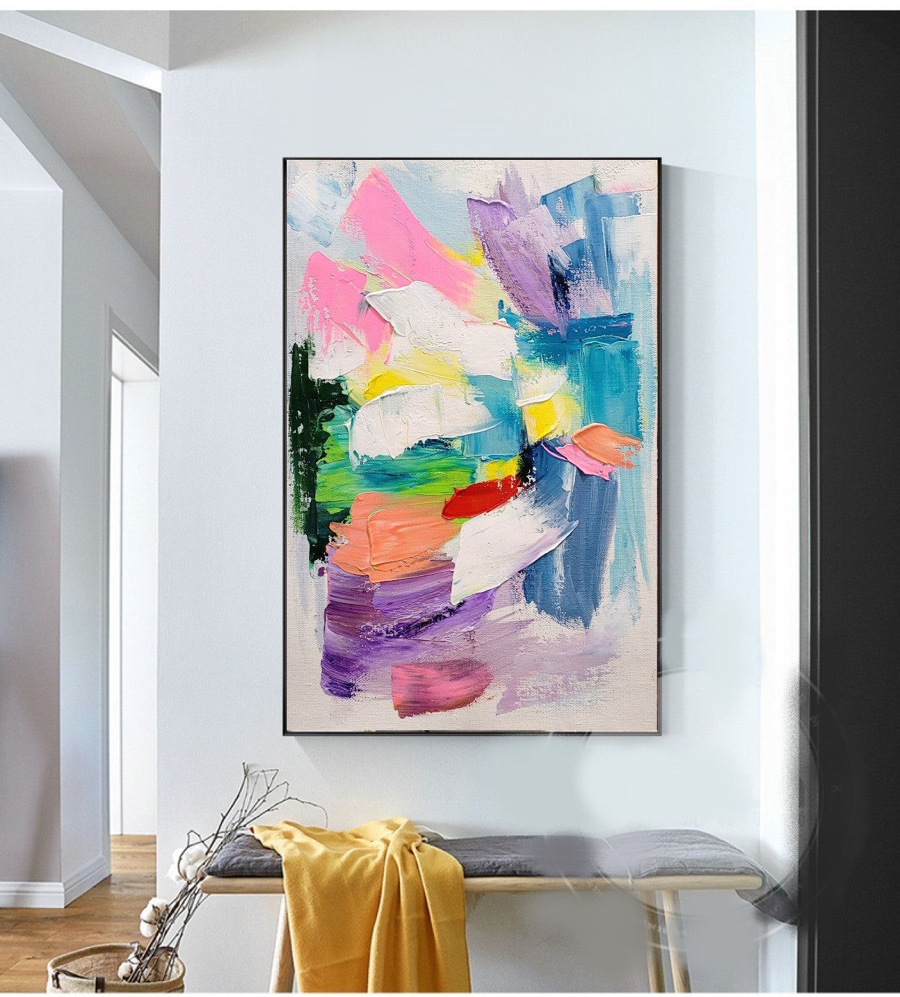 LARGE Pastel Colors Art, Abstract Impasto Oil Painting on Canvas, Modern Wall Art for Living room