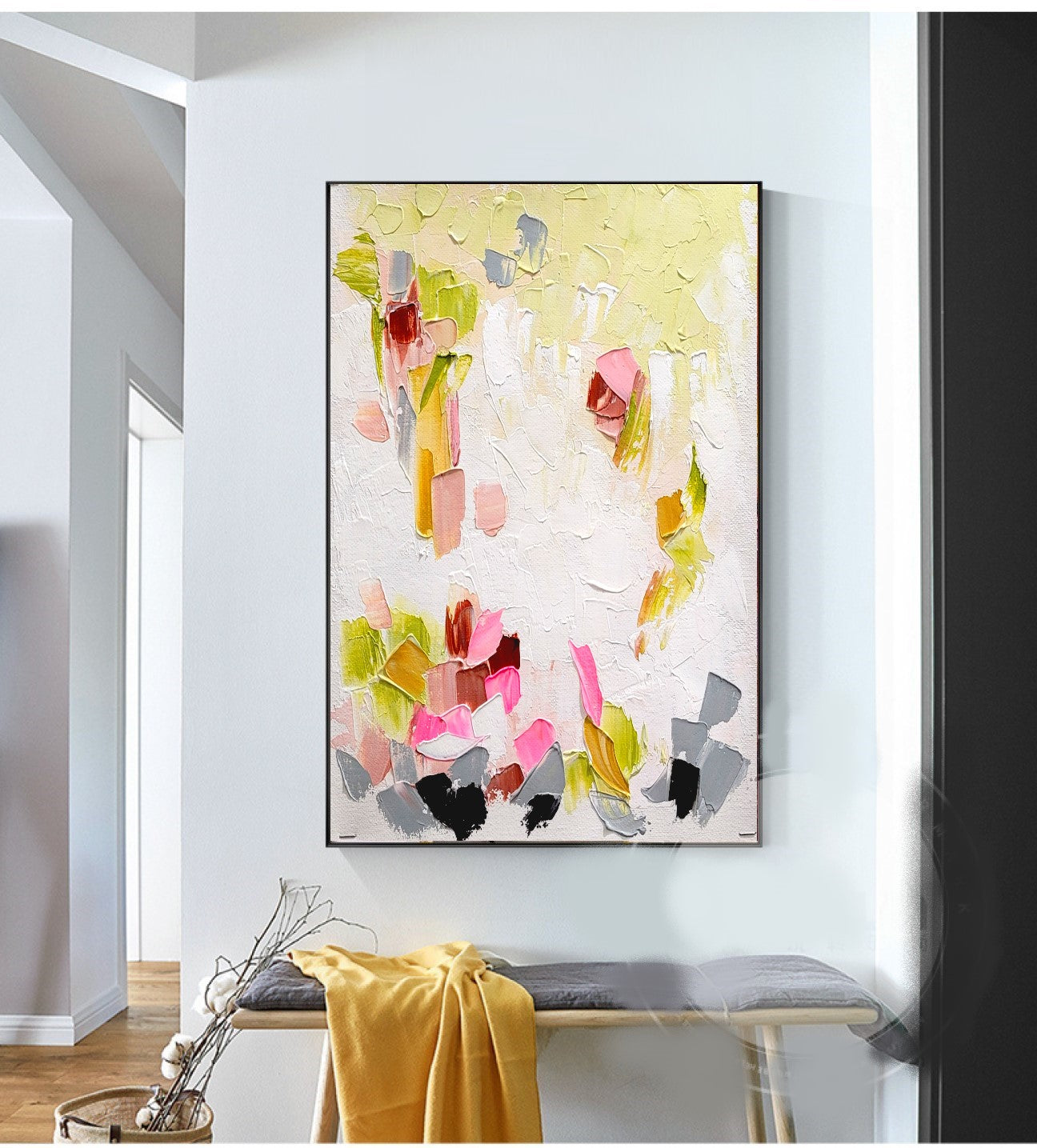 Modern Abstract Impasto Oil Painting on Canvas, Floral Art, Unique Handmade Art for Living room