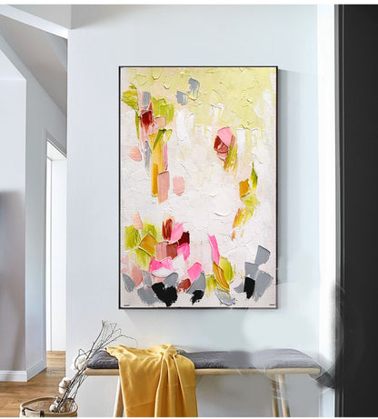 Modern Abstract Impasto Oil Painting on Canvas, Floral Art, Unique Handmade Art for Living room